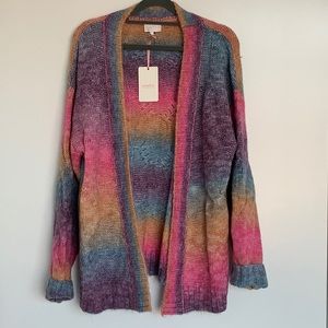 Pink Multi-Color Oversized Cardigan